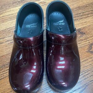 Dansko Burgundy Patent Leather Clogs